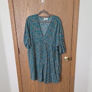 Natural Life Teal Floral Dress